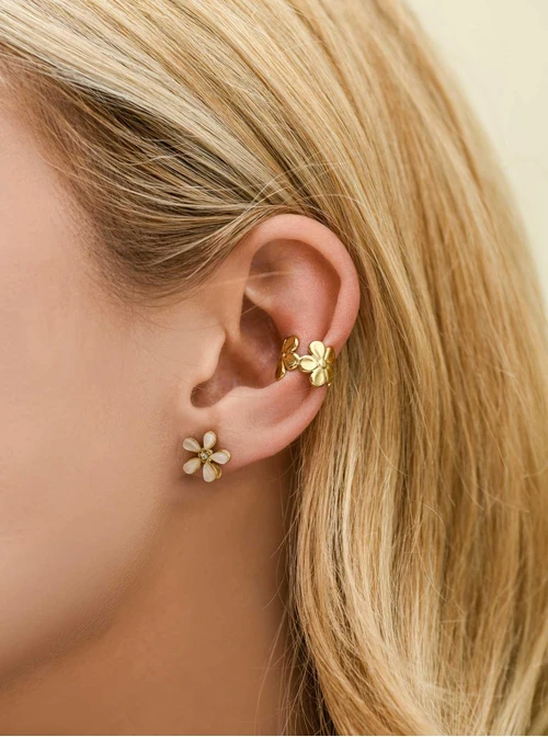 Kolczyki kwiatuszki, stal pozłacana S211782Z00