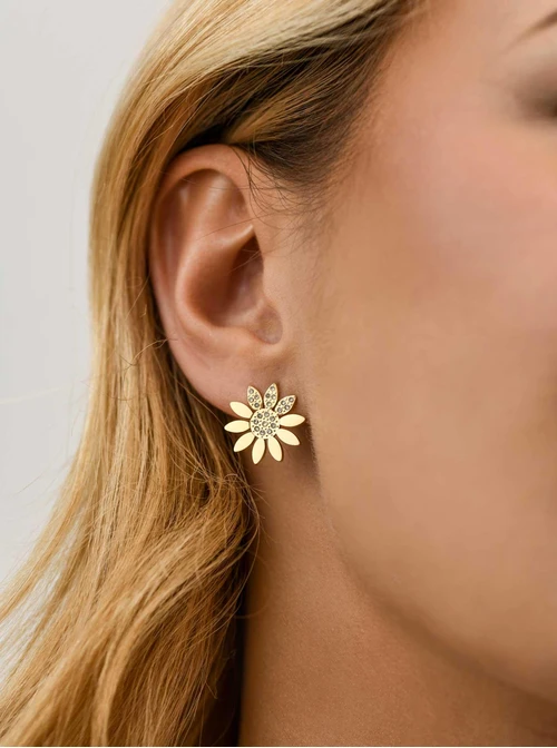 Kolczyki kwiatuszki, stal pozłacana S212367Z00