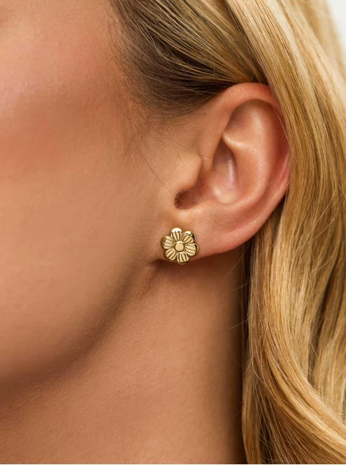 Kolczyki kwiatuszki, stal pozłacana S212368Z00