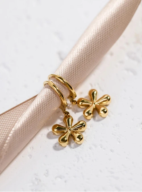 Kolczyki kwiatuszki, stal pozłacana S212397Z00