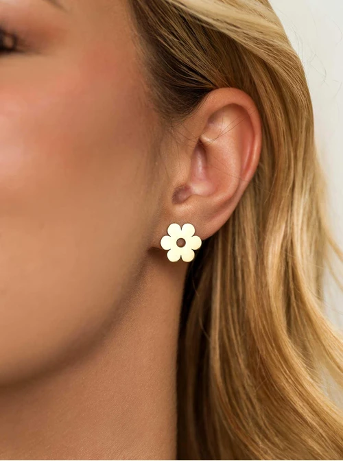 Kolczyki kwiatuszki, stal pozłacana S212402Z00