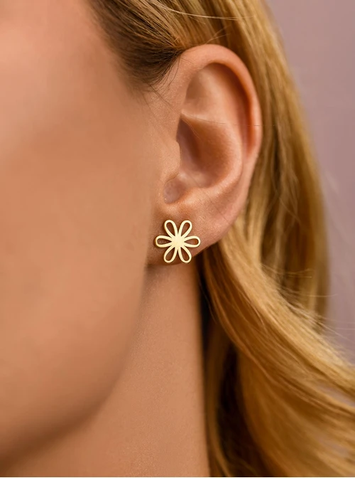 Kolczyki kwiatuszki, stal pozłacana S212403Z00