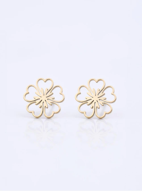 Kolczyki kwiatuszki, stal pozłacana S212412Z00