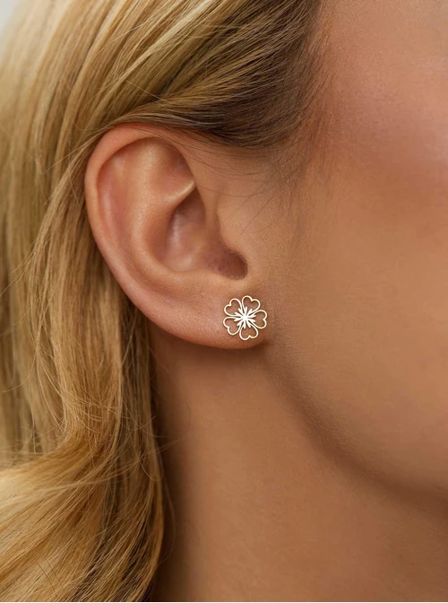 Kolczyki kwiatuszki, stal pozłacana S212412Z00