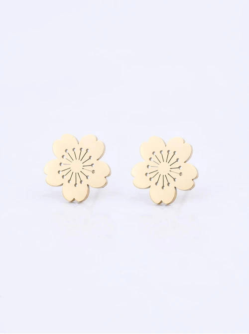 Kolczyki kwiatuszki, stal pozłacana S212416Z00