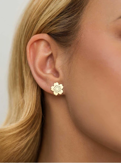 Kolczyki kwiatuszki, stal pozłacana S212416Z00