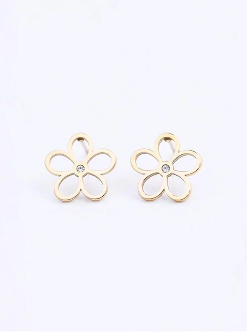 Kolczyki kwiatuszki, stal pozłacana S212420Z00