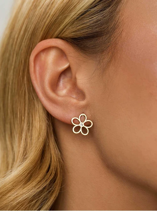 Kolczyki kwiatuszki, stal pozłacana S212420Z00