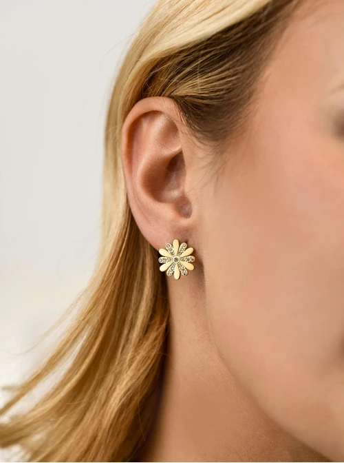 Kolczyki kwiatuszki, stal pozłacana S212422Z00