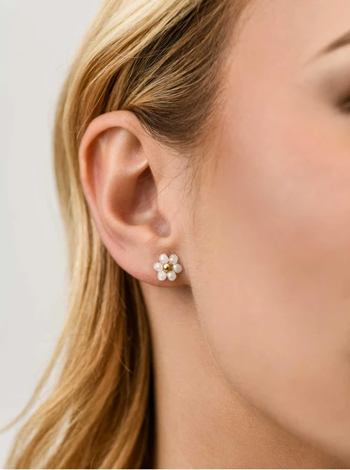 Kolczyki kwiatuszki, stal pozłacana S212457Z00