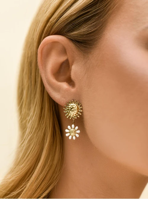 Kolczyki kwiatuszki, stal pozłacana S212489Z00