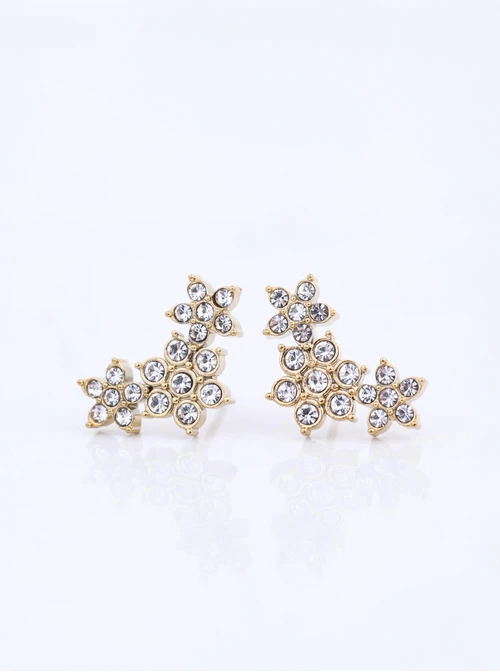 Kolczyki kwiatuszki z kryształkami, stal pozłacana S212418Z00