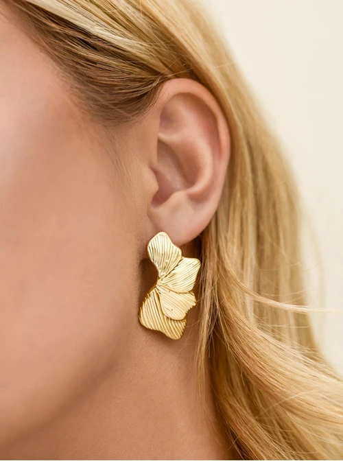 Kolczyki kwiaty, stal pozłacana S211970Z00