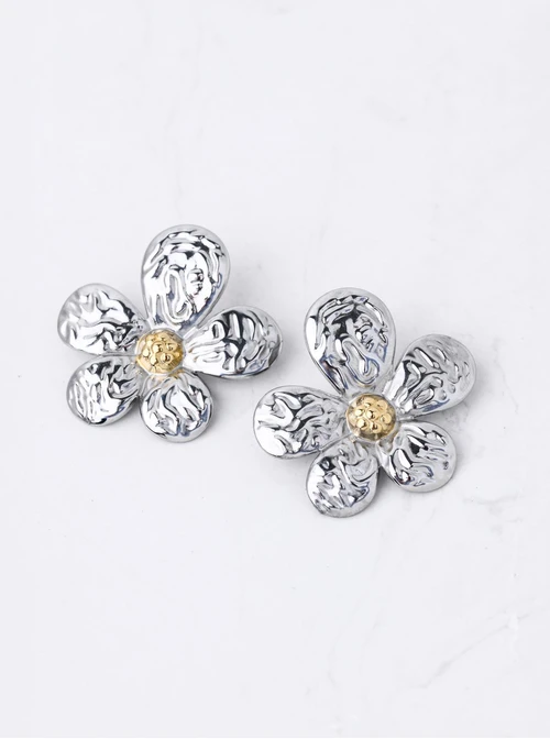 Kolczyki kwiaty, stal pozłacana S212302M00