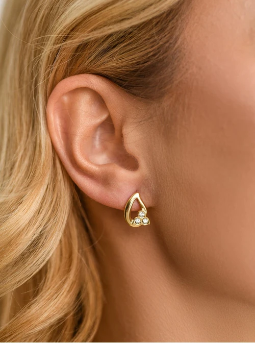 Kolczyki łezki z kryształkami, stal pozłacana S212419Z00