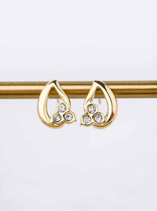 Kolczyki łezki z kryształkami, stal pozłacana S212419Z00