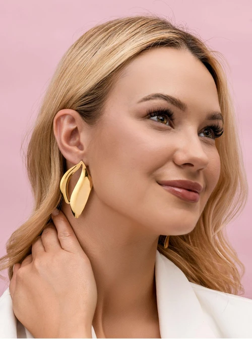 Kolczyki liść, stal pozłacana S212312Z00