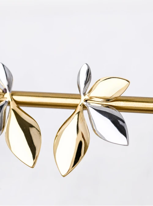 Kolczyki listki, stal pozłacana S212296M00