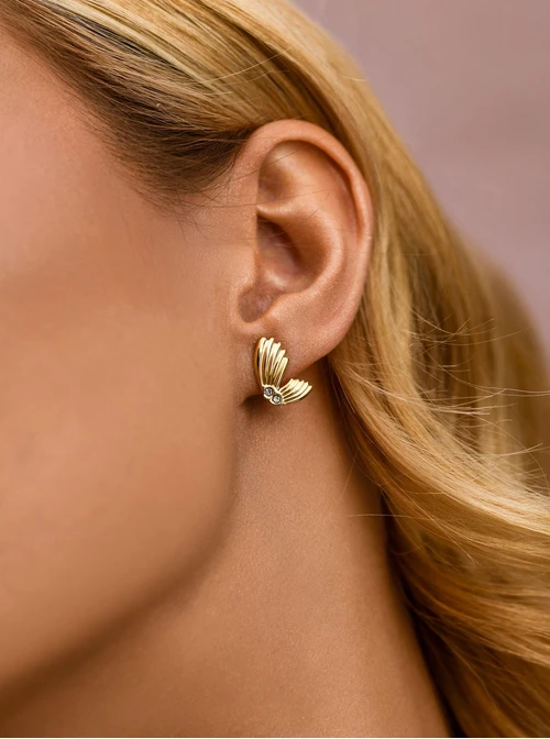 Kolczyki motyle, stal pozłacana S212393Z00