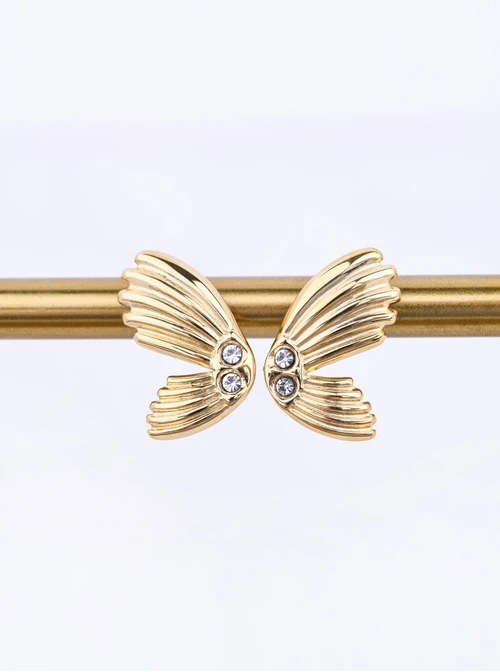 Kolczyki motyle, stal pozłacana S212393Z00