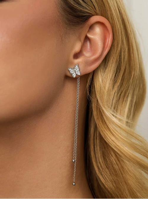 Kolczyki motylki, kryształki, stal S212389S00