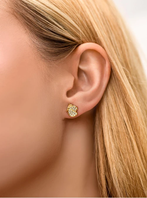 Kolczyki motylki z kryształkami, stal pozłacana S212392Z00