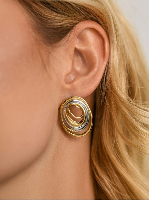 Kolczyki owalne, stal pozłacana S212294M00