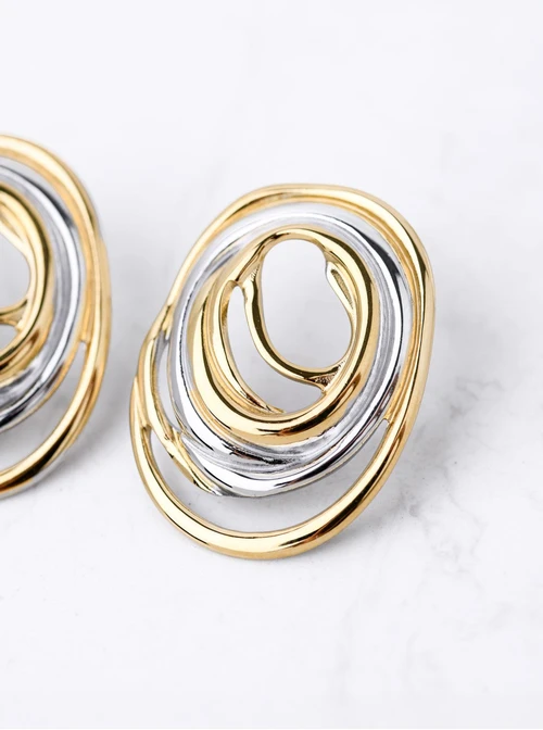 Kolczyki owalne, stal pozłacana S212294M00