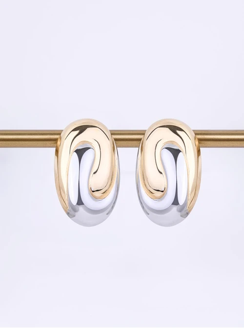 Kolczyki owalne, stal pozłacana S212298M00