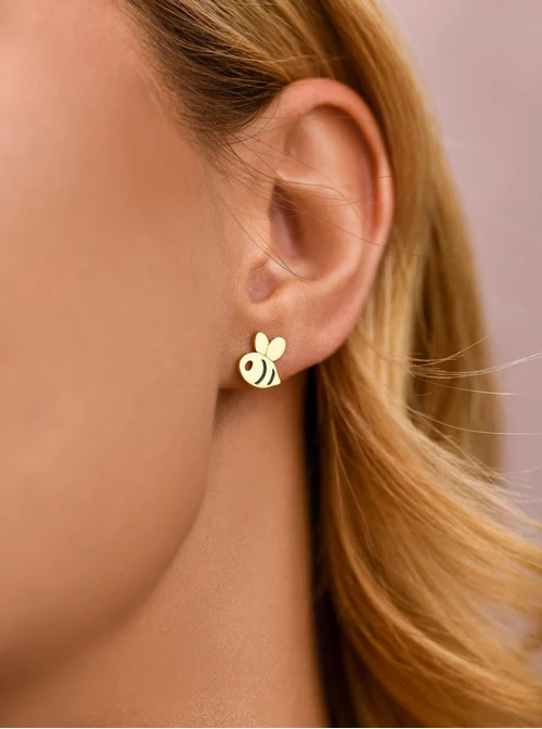 Kolczyki pszczółki, stal pozłacana S212391Z00
