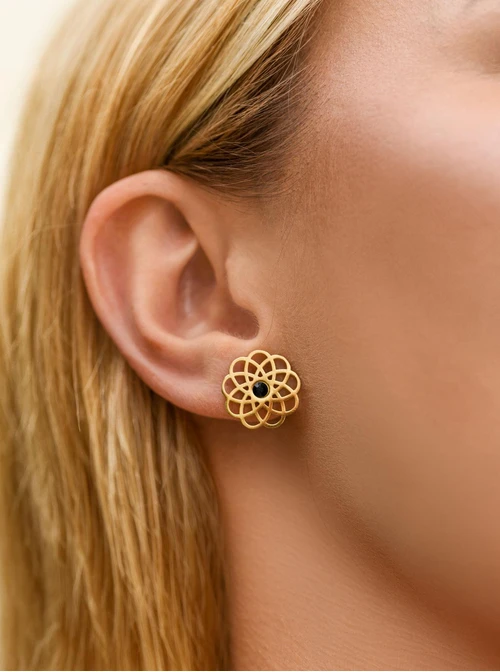 Kolczyki rozeta, stal pozłacana S212712Z00