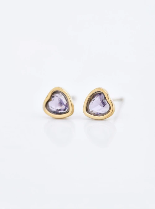 Kolczyki serduszko, kryształ urodzeniowy Czerwiec, stal pozłacana S210761Z00