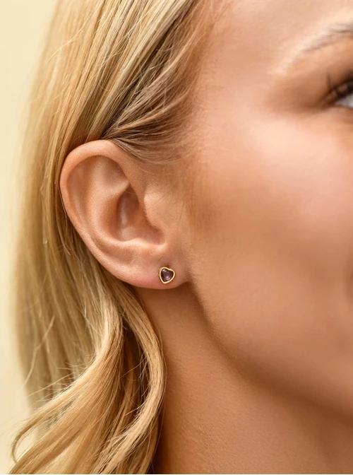 Kolczyki serduszko, kryształ urodzeniowy Czerwiec, stal pozłacana S210761Z00