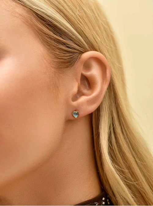 Kolczyki serduszko, kryształ urodzeniowy Grudzień, stal pozłacana S210766Z00