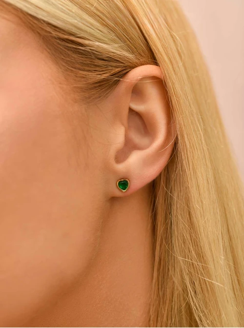 Kolczyki serduszko, kryształ urodzeniowy Maj, stal pozłacana S210759Z00