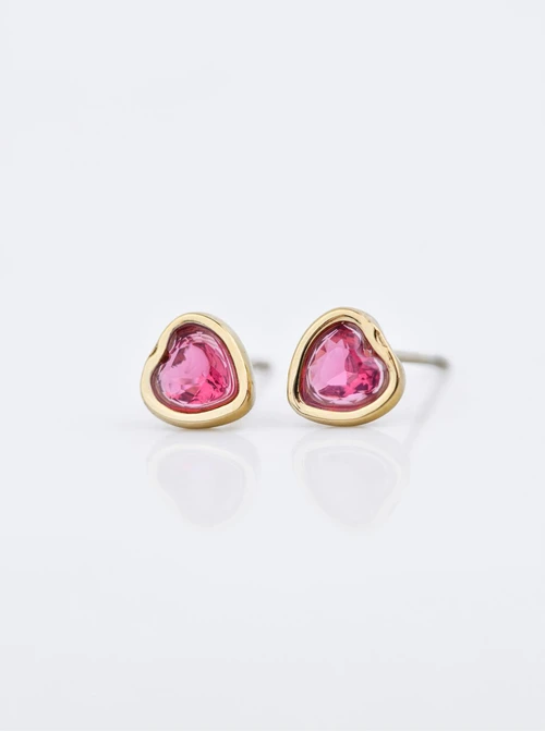 Kolczyki serduszko, kryształ urodzeniowy Październik, stal pozłacana S210764Z00