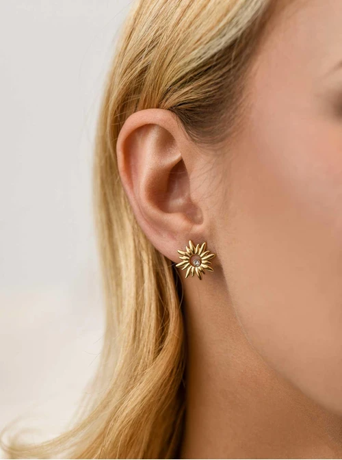 Kolczyki słoneczko, stal pozłacana S212381Z00