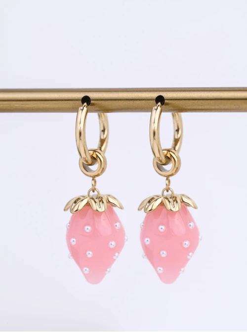 Kolczyki truskawki, stal pozłacana S212431Z06