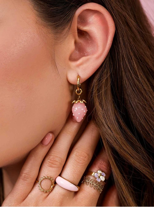 Kolczyki truskawki, stal pozłacana S212431Z06