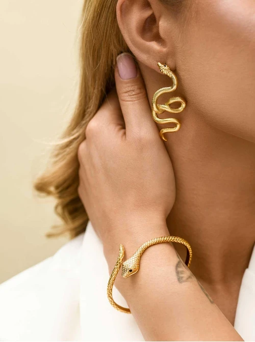 Kolczyki wąż, stal pozłacana S212211Z00