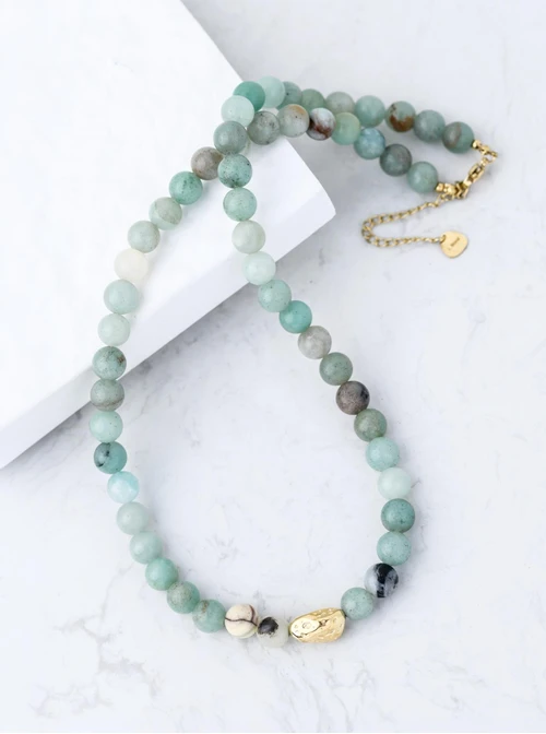 Naszyjnik Awenturyn, stal pozłacana S312595Z00