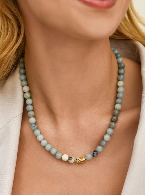 Naszyjnik Awenturyn, stal pozłacana S312595Z00