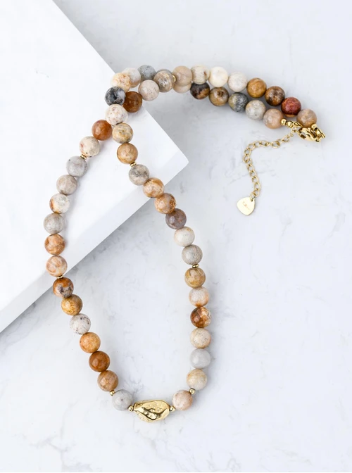 Naszyjnik Jaspis, stal pozłacana S312577Z00