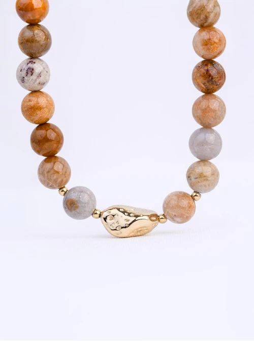 Naszyjnik Jaspis, stal pozłacana S312577Z00