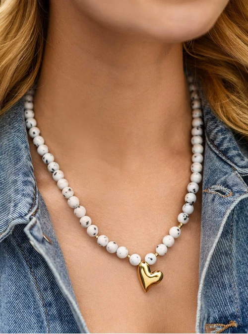 Naszyjnik dmuchane serce, Dalmatyńczyk, stal pozłacana S312569Z00