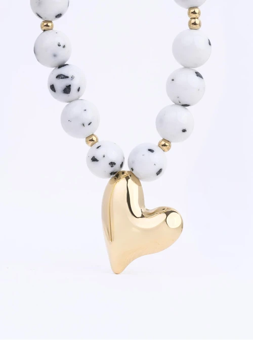 Naszyjnik dmuchane serce, Dalmatyńczyk, stal pozłacana S312569Z00