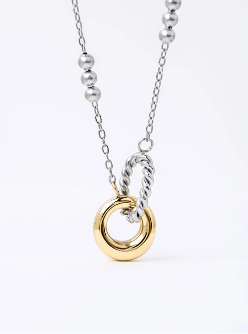 Naszyjnik kółeczka, kuleczki, stal S312348M00