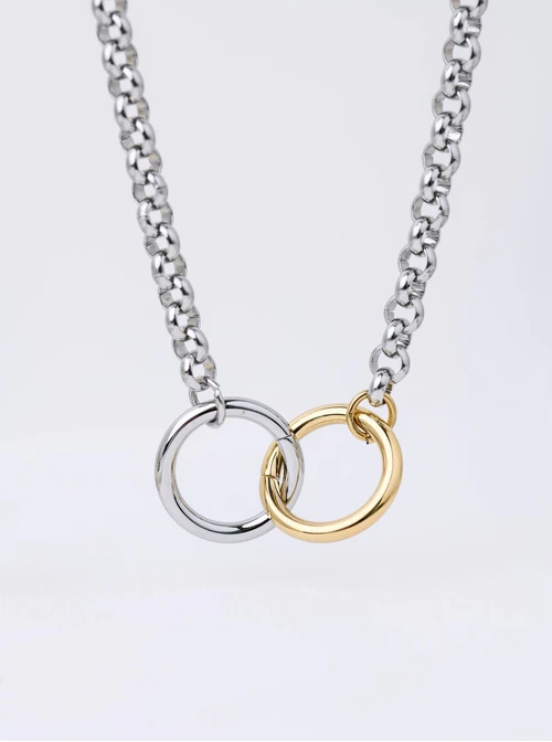 Naszyjnik kółeczka, stal pozłacana S312333M00