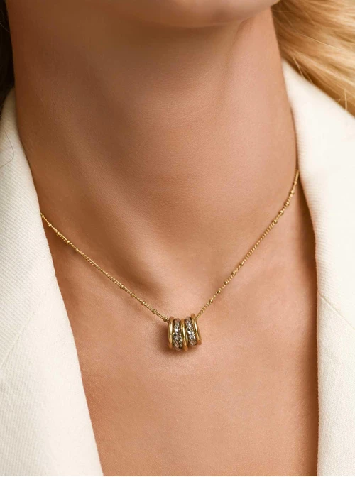 Naszyjnik kółeczka, stal pozłacana S312338Z00