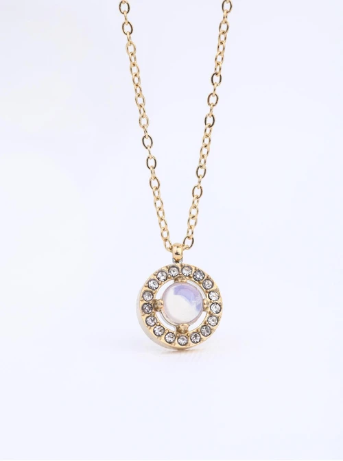 Naszyjnik kółeczko, Opal, stal pozłacana S312704Z00